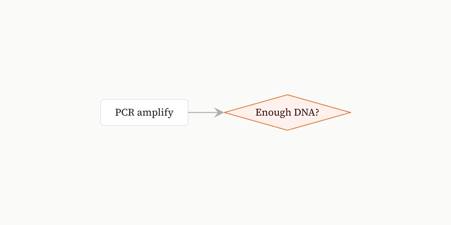An orange decision diamond reading Enough DNA?, with an arrow into it.